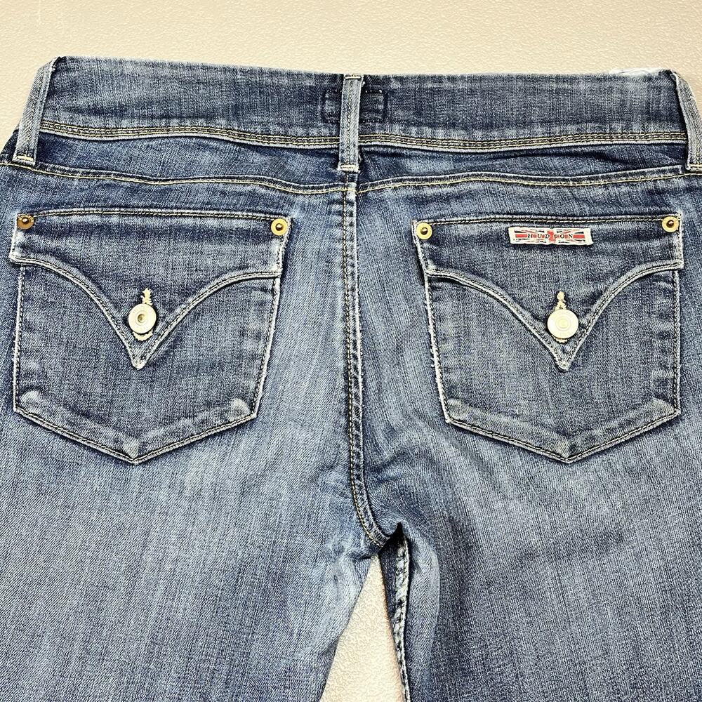 Hudson Collin Skinny Flap Pocket Low Rise Stretch Denim Blue Jeans Womens 28